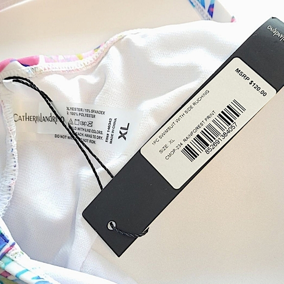 🆑️ CLEARANCE One Piece Side Ruching Rainforest Print Swimsuit Size XL - Picture 9 of 12